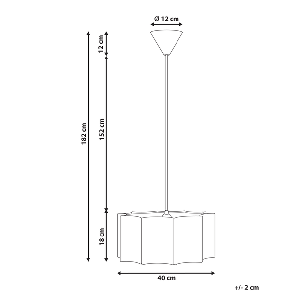 Technische Zeichnung einer Pendelleuchte mit Maßangaben