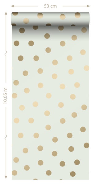 ESTAhome Tapete Punkte Crême-Weiß und Gold - 53 cm x 10.05 m - 139243