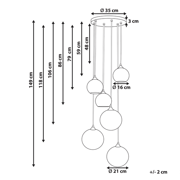 Hängeleuchte TOOMA Glas Messing