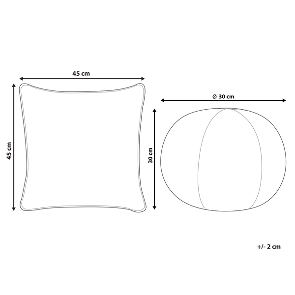 Abmessungen von Kissen und Pouf