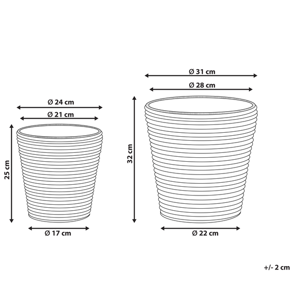 Set mit 2 Blumentöpfen SARTI Polyrattan 24/31 cm Braun