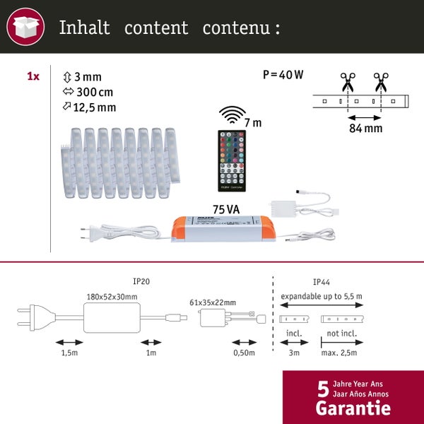 MaxLED 1000 Basis-Set mit LED Streifen, Steuerung und Netzteil