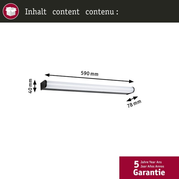 Selection Bathroom LED Wandleuchte Arneb IP44 3000K 1000lm 230V 12,5W Schwarz