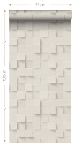 Origin Wallcoverings Tapete 3D-Würfel Hellbeige - 50 x 900 cm - 347896