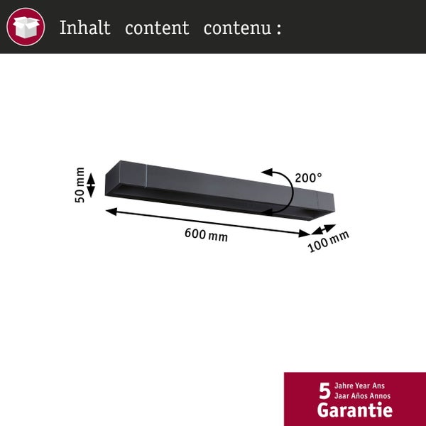Selection Bathroom LED Wandleuchte Lucille IP44 2700K 1300lm 230V 17W dimmbar Schwarz