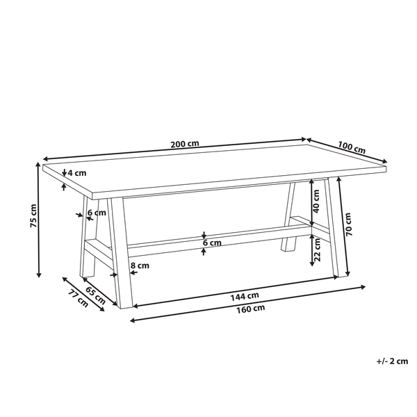 Gartentisch TONNARE 200 cm 100 cm Beton Grau
