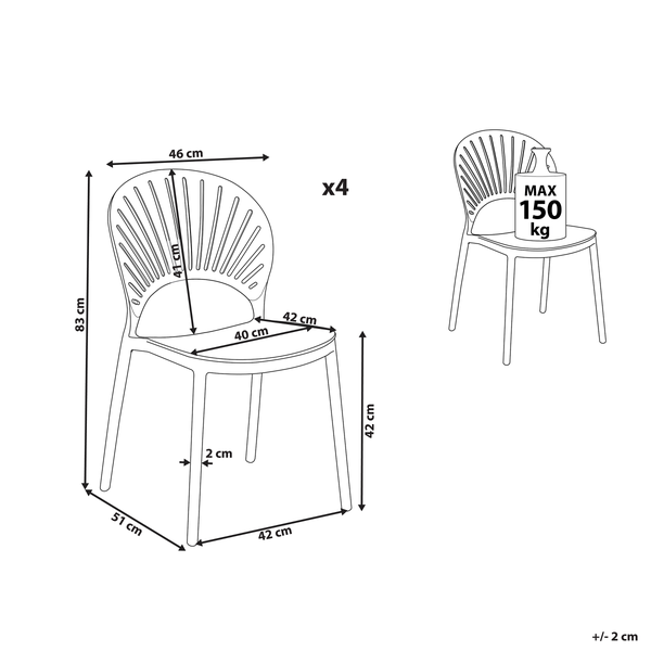 Gartenstuhl 4er Set OSTIA Pastellrosa