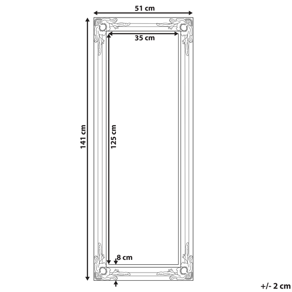Wandspiegel BELLAC 51 cm 141 cm Silber