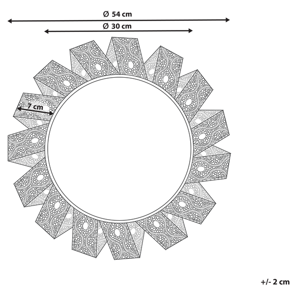 Technische Zeichnung einer Tischleuchte, Durchmesser 54 Zentimeter, Schirmbreite 7 Zentimeter