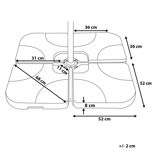 Sonnenschirmfuß CARIA Schwarz Quadratisch 9 kg