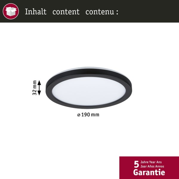 LED Panel Atria Shine IP44 rund 190mm 7,6W 1100lm 3000 - 6500K Schwarz