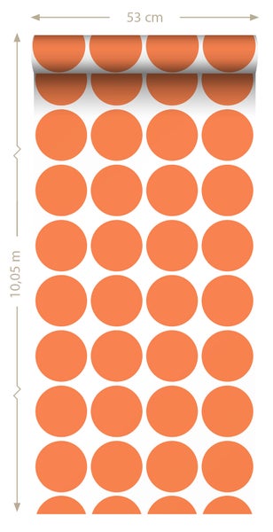 ESTAhome Tapete große Kugeln Orange - 50 x 900 cm - 131558