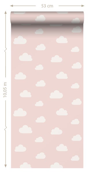 ESTAhome Tapete kleine Wolken Hellrosa - 53 cm x 10.05 m - 139562