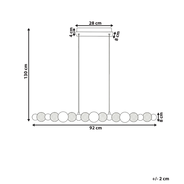 Hängelampe mit Glaskugeln und zwei Aufhängungen