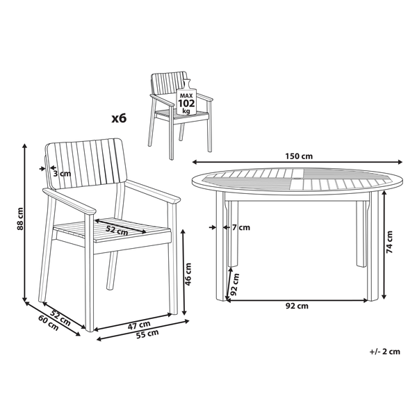 Gartenmöbel Set 6-Sitzer AGELLO Akazienholz Braun