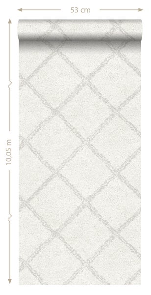 ESTAhome Tapete orientalisches Berberteppich-Motiv Hellgrau und Weiß - 53 cm x 10.05 m - 148664