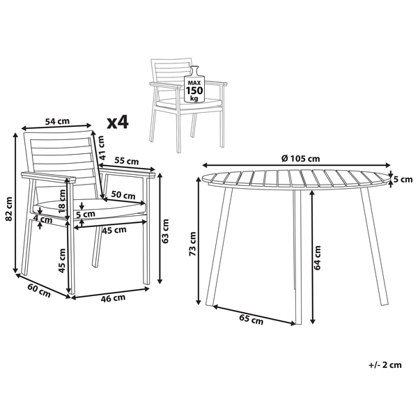 Gartenmöbel Set 4-Sitzer CAVOLI inkl. Kissen Metall Beige