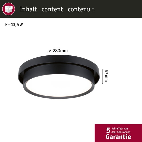 LED Deckenleuchte 3-Step-Dim Malik 2700K 850lm 230V 13,5W dimmbar Schwarz matt
