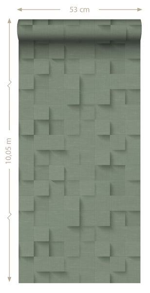 Origin Wallcoverings Tapete 3D-Würfel Graugrün - 50 x 900 cm - 347898