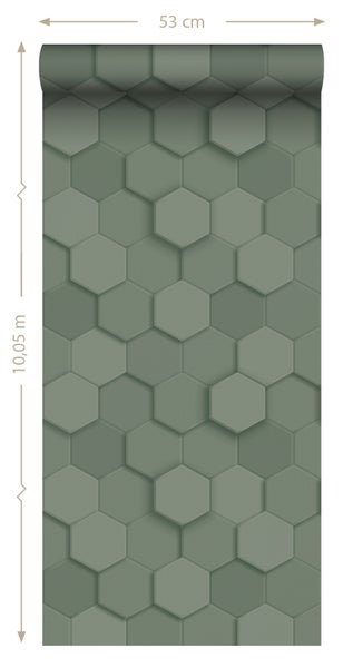 Origin Wallcoverings Tapete 3D Wabenmuster Graugrün - 53 cm x 10.05 m - 347851
