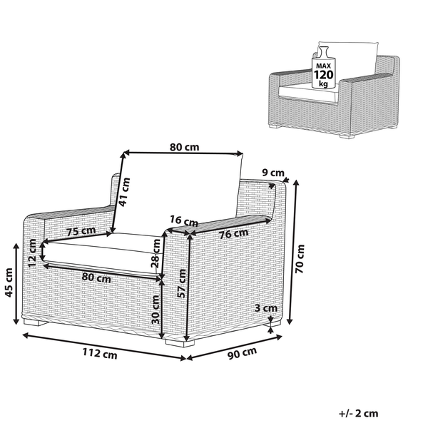 Gartensessel ARDEA Rattan Hellbraun