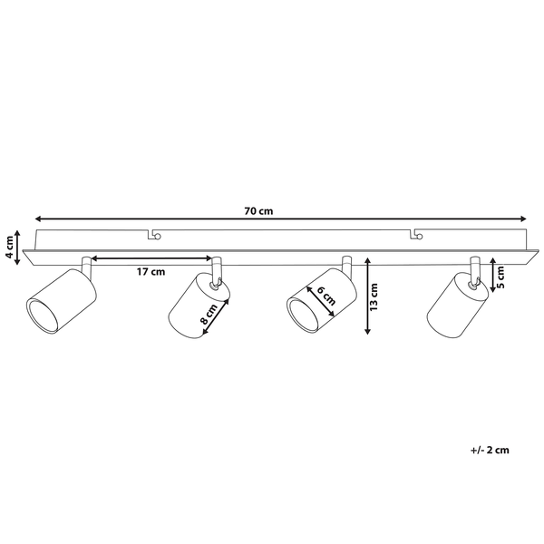 Strahler 4-flammig TIGRIS verstellbar Metall Gold