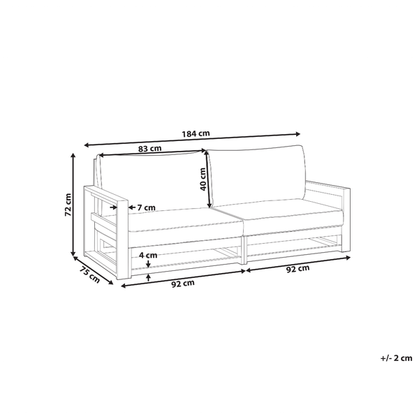 Gartensofa 2-Sitzer TIMOR modular zertifiziertes Akazienholz Hellbraun