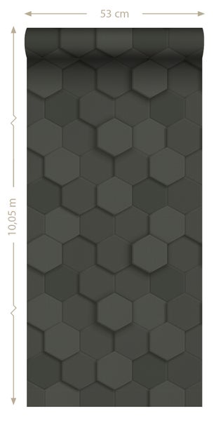 Origin Wallcoverings Tapete 3D Wabenmuster Schwarz - 53 cm x 10.05 m - 347854