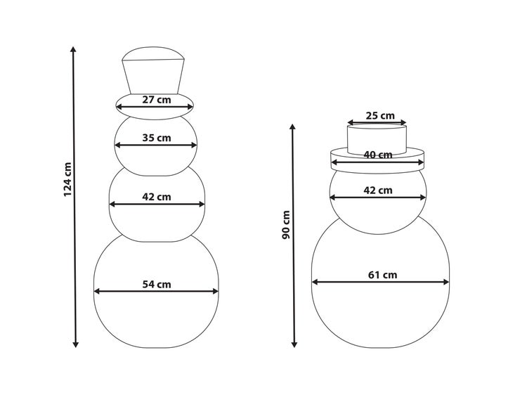 Abmessungen von Schneemännern