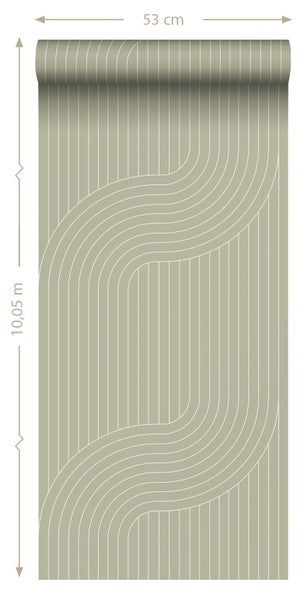 ESTAhome Tapete grafische Linien Salbeigrün - 50 x 900 cm - 139926