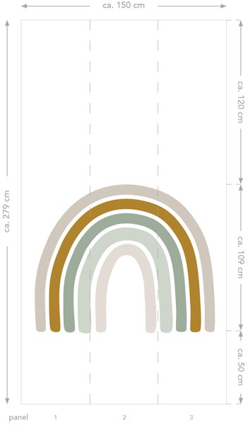 ESTAhome Fototapete Regenbogen Graugrün, Ockergelb und Beige - 1,5 x 2,79 m - 159054