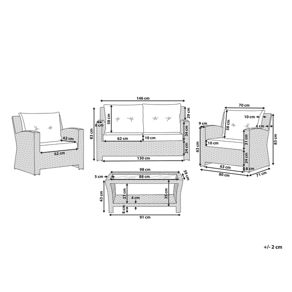 Gartenmöbelset Maße