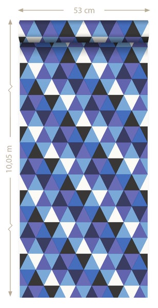 Origin Wallcoverings Tapete grafische Dreiecke Blau - 53 cm x 10.05 m - 347205