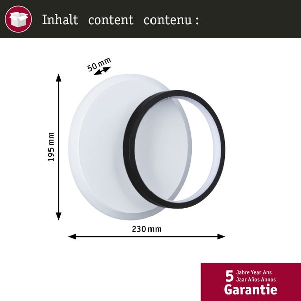 LED Wandleuchte 2Form 4000K 860lm / 730lm 230V 7W / 5,5W Weiß, Schwarz