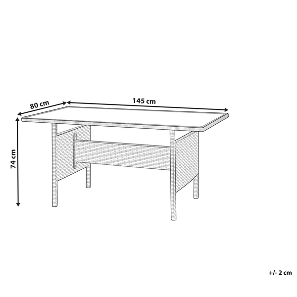 Gartentisch VITERBO 145 cm 80 cm Glas Hellgrau