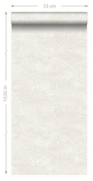 Origin Wallcoverings Tapete Naturstein mit Craquelé-Effekt Weiß - 53 cm x 10.05 m - 347564