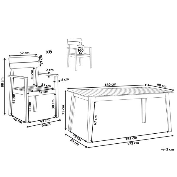 Gartenmöbel Set 6-Sitzer FORNELLI Akazienholz Braun