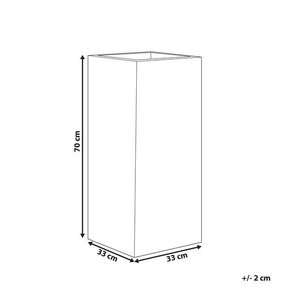 Abbildung eines Pflanzgefäßes mit den Maßen 70 cm Höhe und 33 cm Breite.