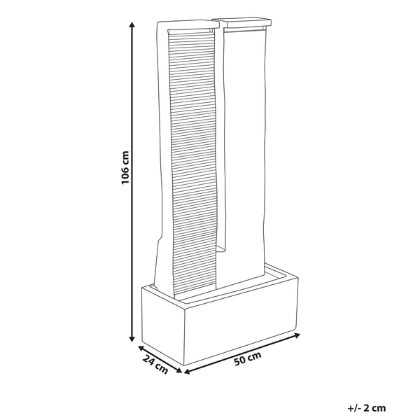 Dekorative Gartenbrunnen-Maße: 106 cm Höhe, 50 cm Länge, 24 cm Breite