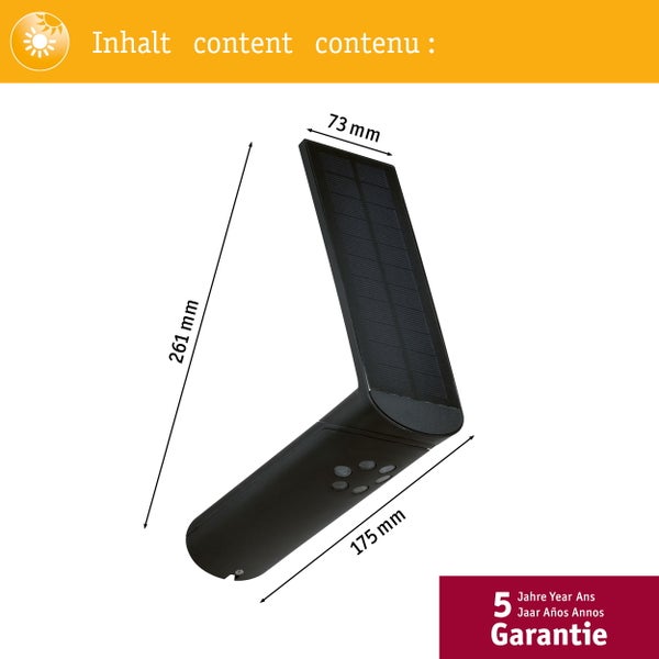 Solar LED Außenwandleuchte Ilias Bewegungsmelder IP44 3000K 57lm Anthrazit