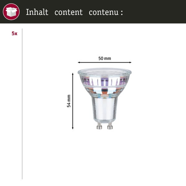 Eco-Line Set LED Reflektor GU10 5x450lm 5x2,5W 3000K Silber