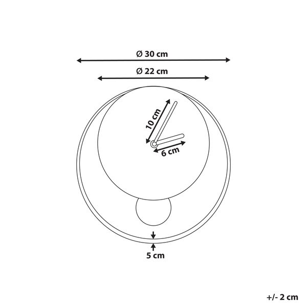 Technische Zeichnung einer Pendeluhr mit Maßangaben
