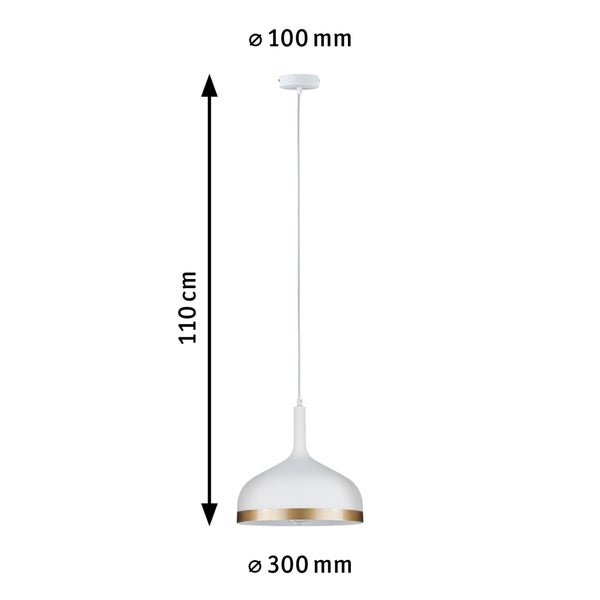 Neordic Pendelleuchte Embla E27 max. 20W Weiß matt, Gold dimmbar Metall