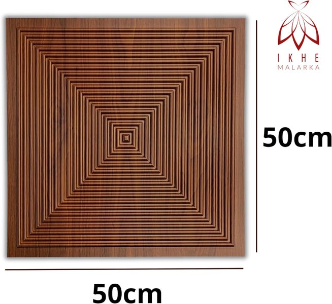3D Wandpaneel 50x50 cm – PVC Kunststoff in realistischer Holzoptik – Reliefdesign D182 Braun