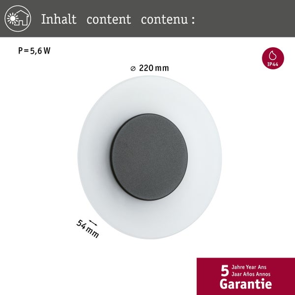 LED Außenwandleuchte Circea IP44 220mm 3000K 4W 90lm 230V Anthrazit Aluminium