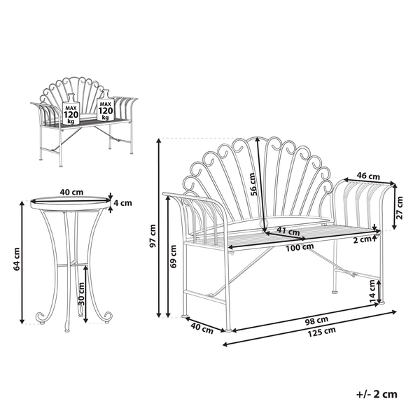 Bistro Set CAVINIA Metall Rosa