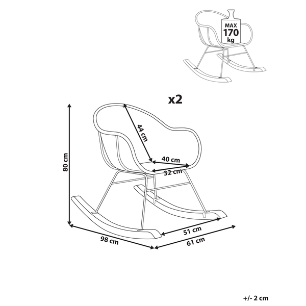 Schaukelstühle 2er Set LAVINIO Rattan Naturfarben