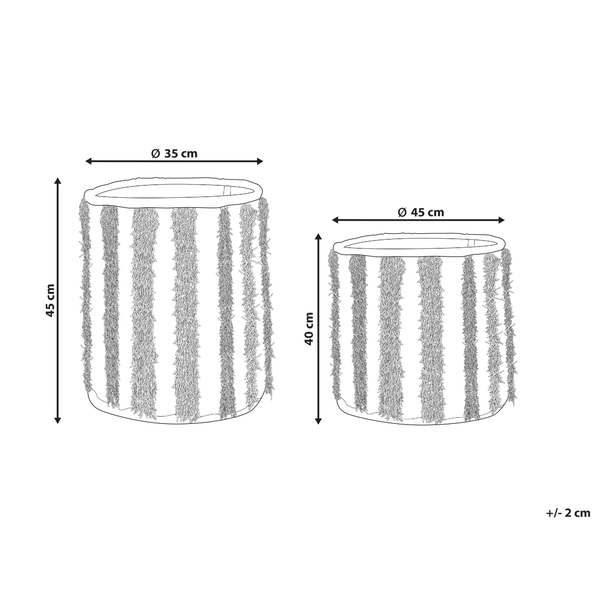 Maße von zwei Pflanzkörben