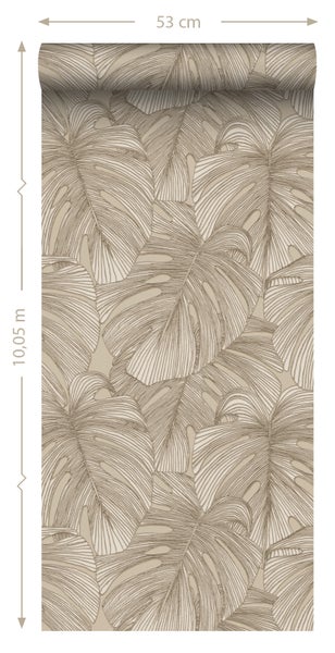 Origin Wallcoverings Tapete 3D Muster Blätter Sandbeige - 50 x 900 cm - 347917