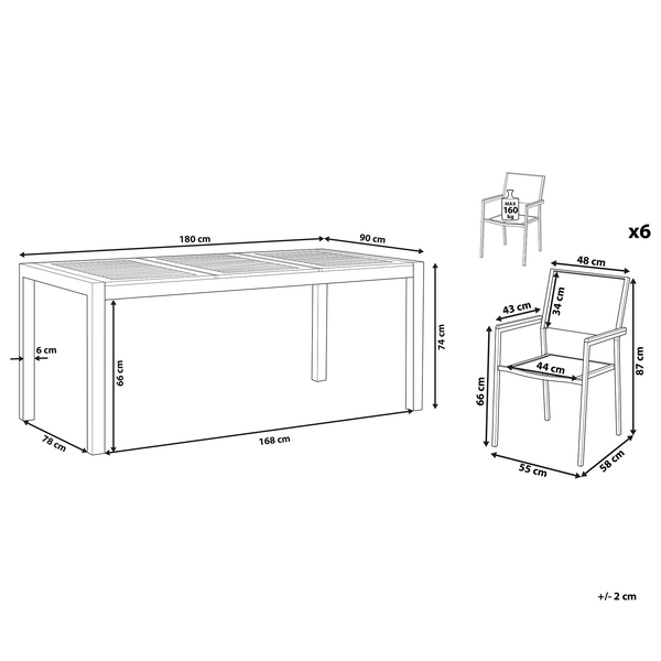 Gartenmöbel Set 6-Sitzer GROSSETO Eukalyptusholz Braun / Weiß